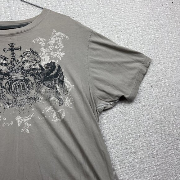 Y2K Burnside Men Shirt L Grey Affliction Goth Grunge Cross Wings Skater - Picture 4 of 15